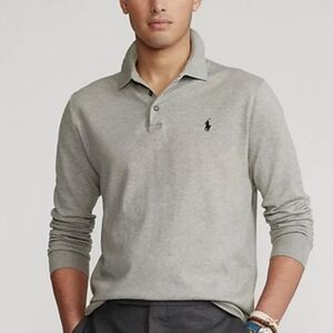 Polo‎ Ralph Lauren Men's L Heather Grey Preppy Long Sleeve Pony Hit Polo